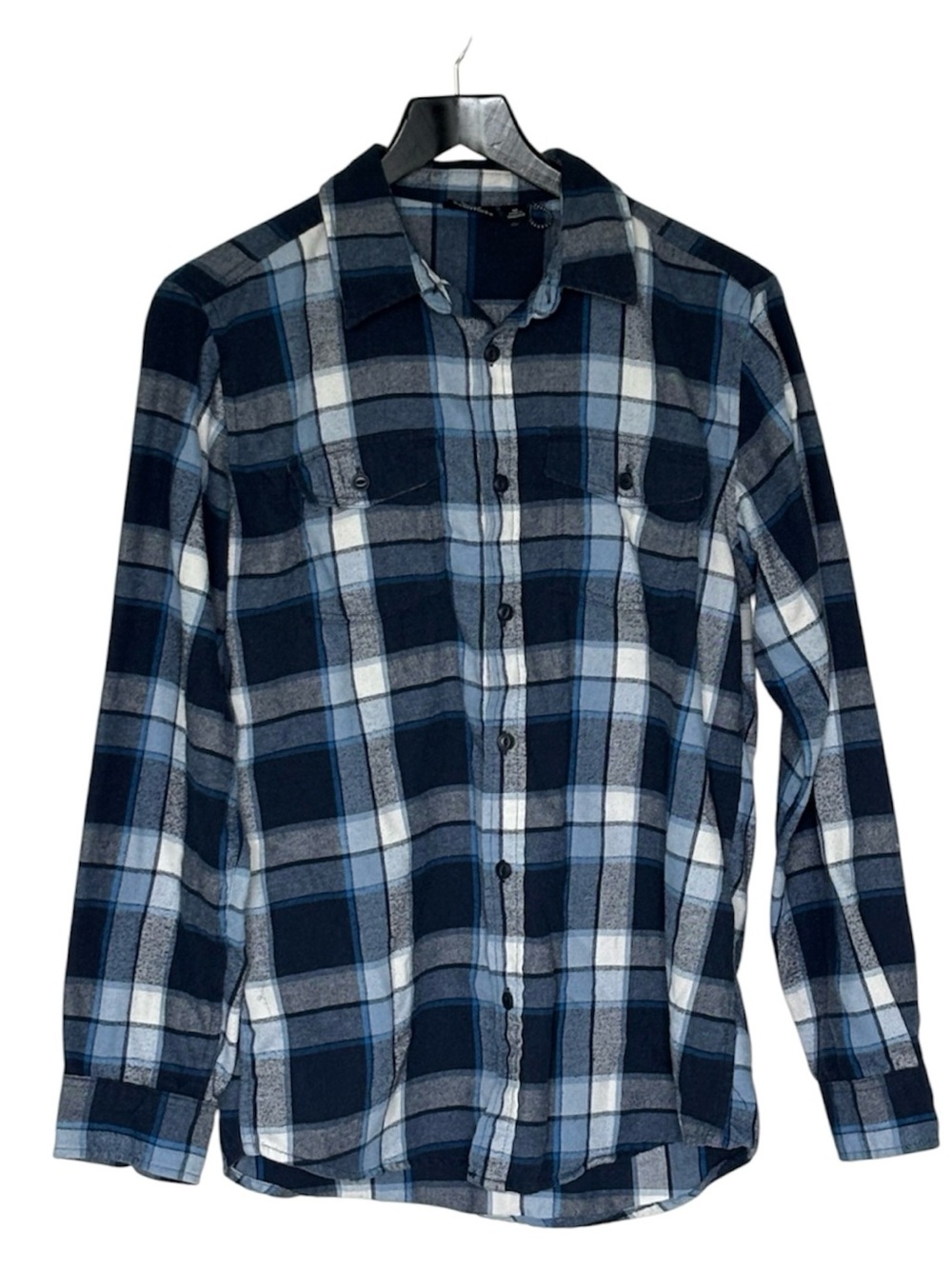 Men's Burnside Blue Plaid Flannel Button-Up Shirt